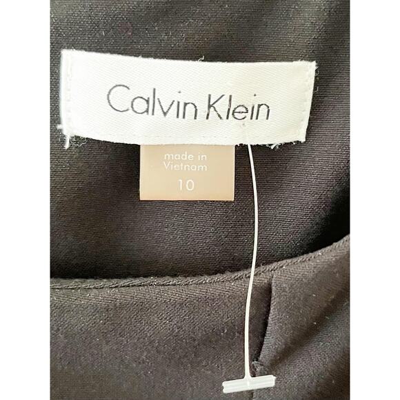 Calvin Klein Fit & Flare Dress Black Sleeveless Belted Size 10 NWOT - Picture 7 of 8